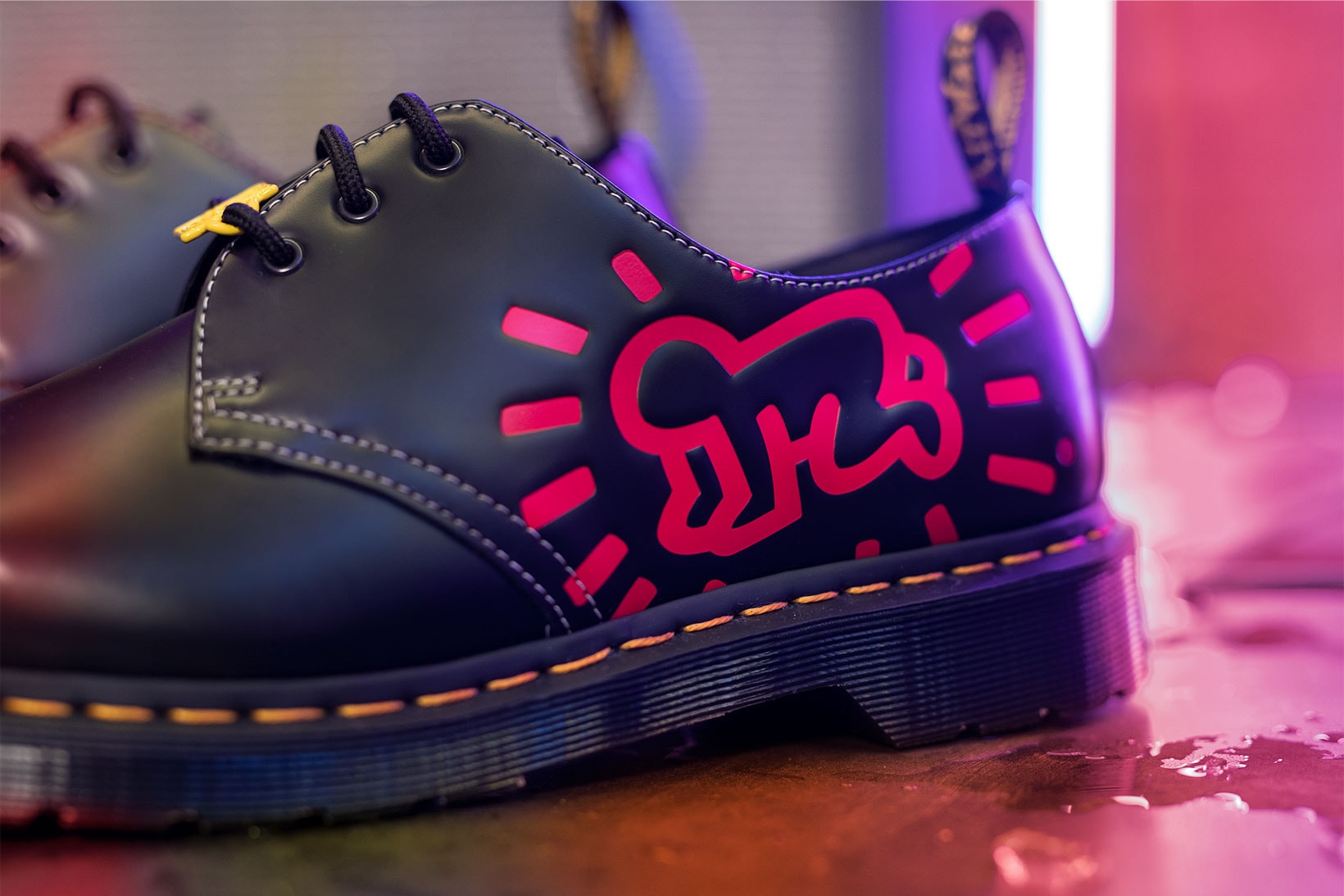 Dr. Martens Keith Haring Collaboration Boots Shoes 1461 Derby Pink Illustrations Drawings Art
