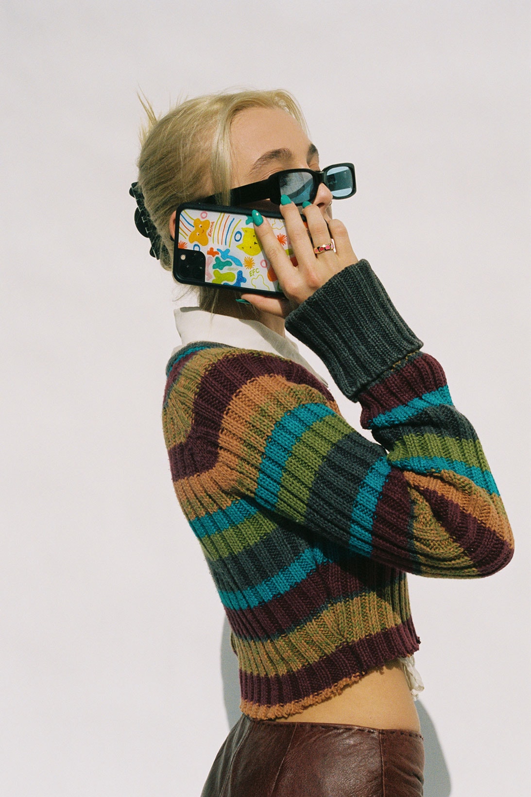 emma chamberlain wildflower iphone cases collaboration sunglasses knit sweater stripes