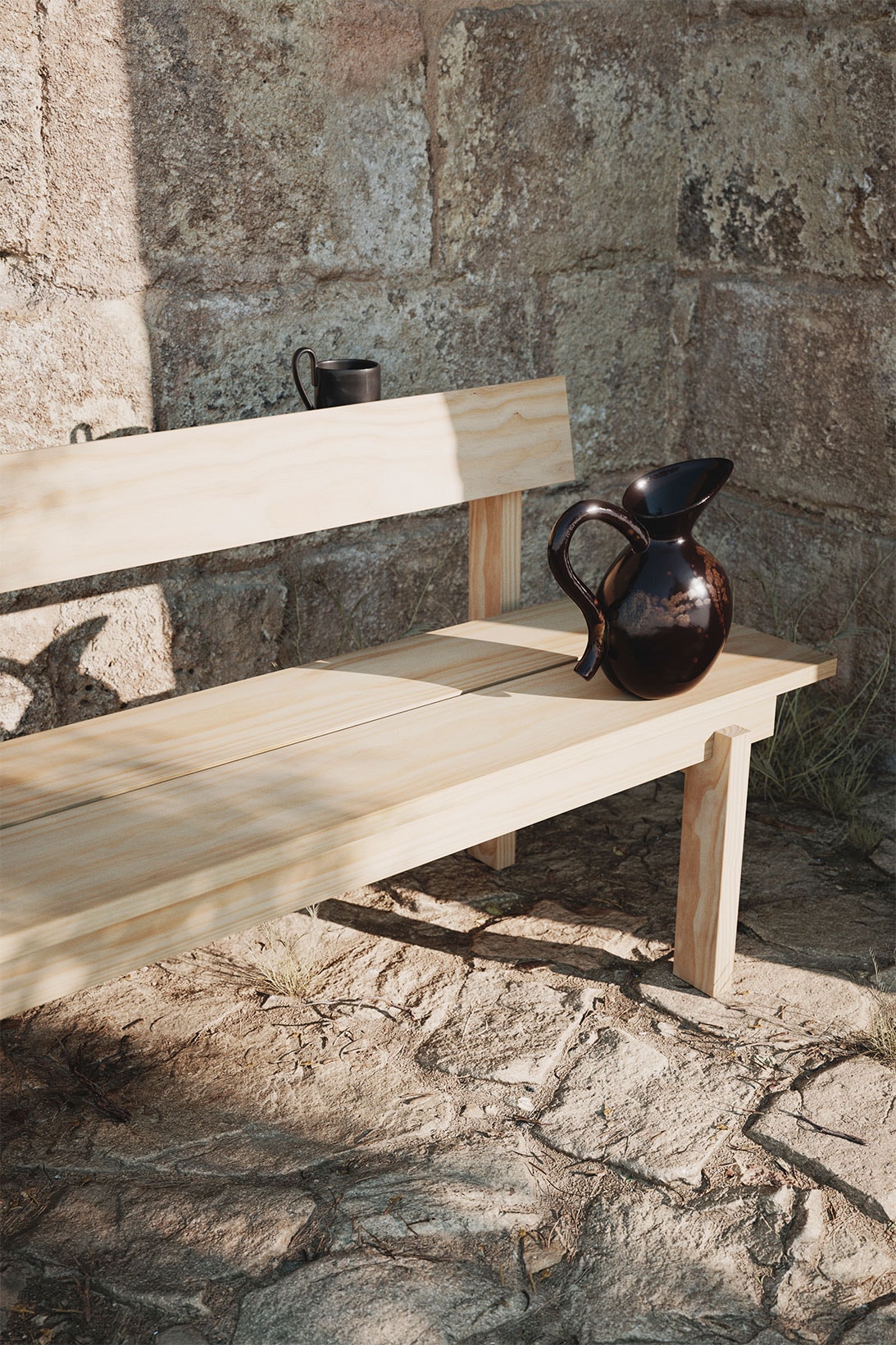 ferm living spring summer ss21 pre collection outdoor poetry furniture homeware lounge chair wood bench watering jug vase