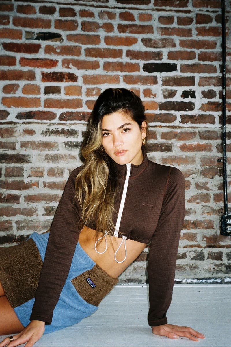 patagonia frankie collective reworked upcycled repurposed sustainable eco-friendly brown cropped fleece long sleeved patchwork skirt