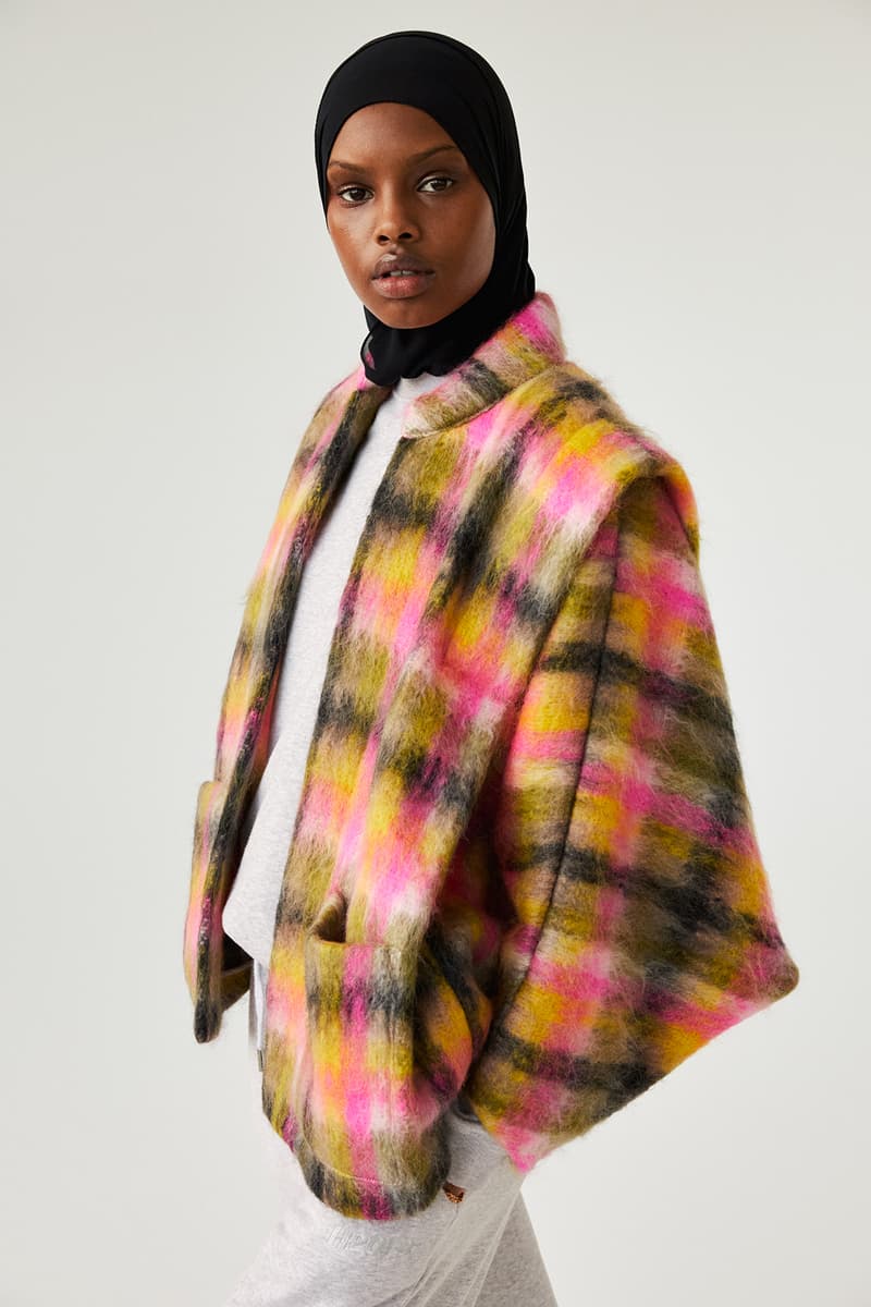 H2OFagerholt Mohair Knit Plaid Jacket Pink Yellow SS21 Collection Lookbook Campaign Loungewear Sportswear Activewear Danish Copenhagen Leisure Sports Brand Julie Bex Fagerholt