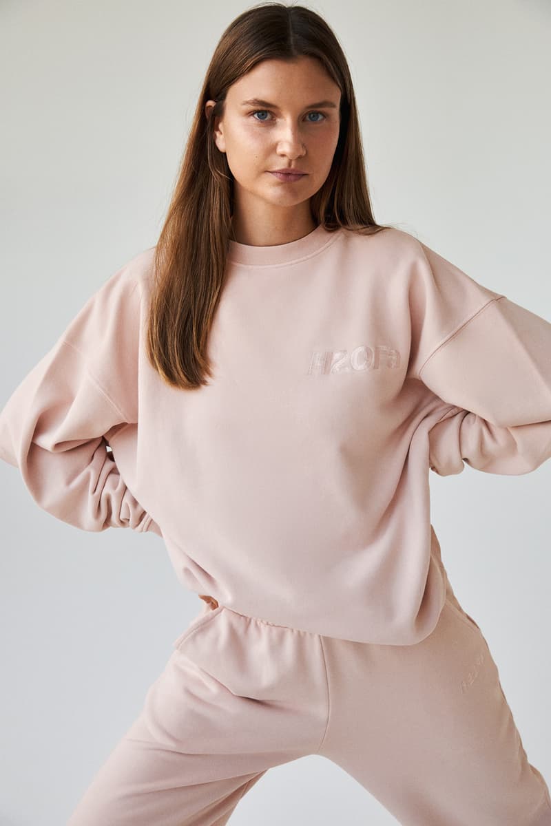 H2OFagerholt Rosewater Pink Cream Doctor Sweater Crewneck Sweatpants SS21 Collection Lookbook Campaign Loungewear Sportswear Activewear Danish Copenhagen Leisure Sports Brand Julie Bex Fagerholt