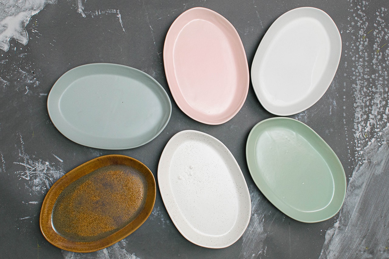 Haand Porcelain Tableware Ceramics Dinnerware Dinner Plates Handmade Pastel Pink Green Blue White Brown