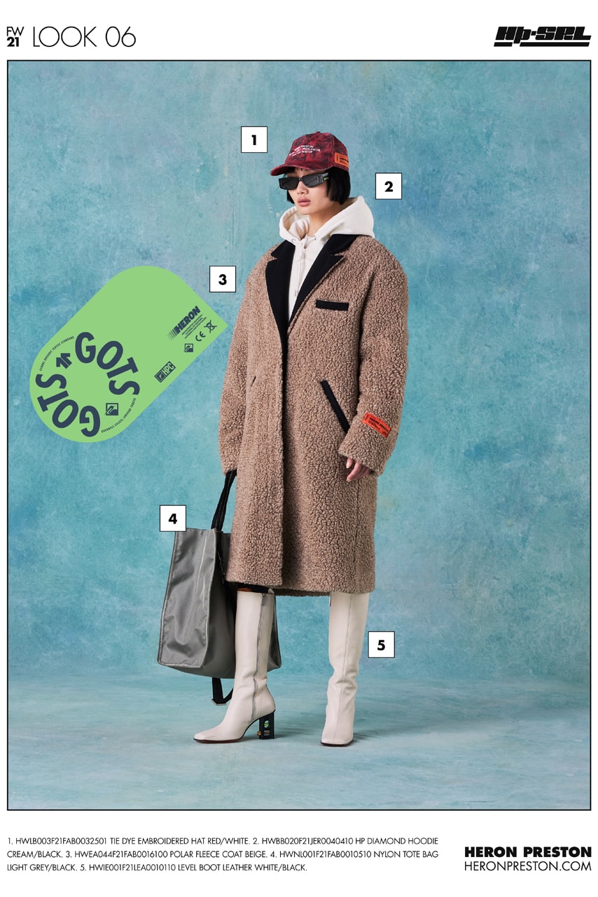 heron preston fall winter 2021 fw21 collection lookbook fleece coat hoodie cap sunglasses