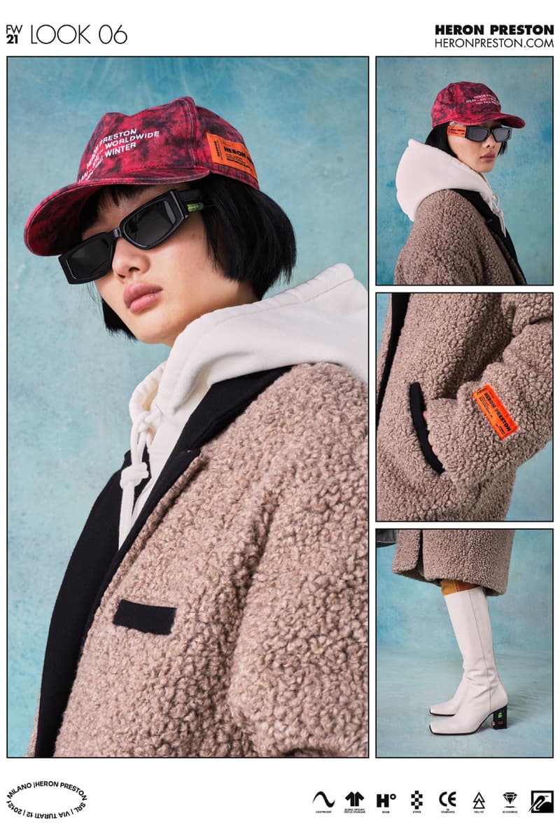 heron preston fall winter 2021 fw21 collection lookbook cap sunglasses tie-dye fleece coat