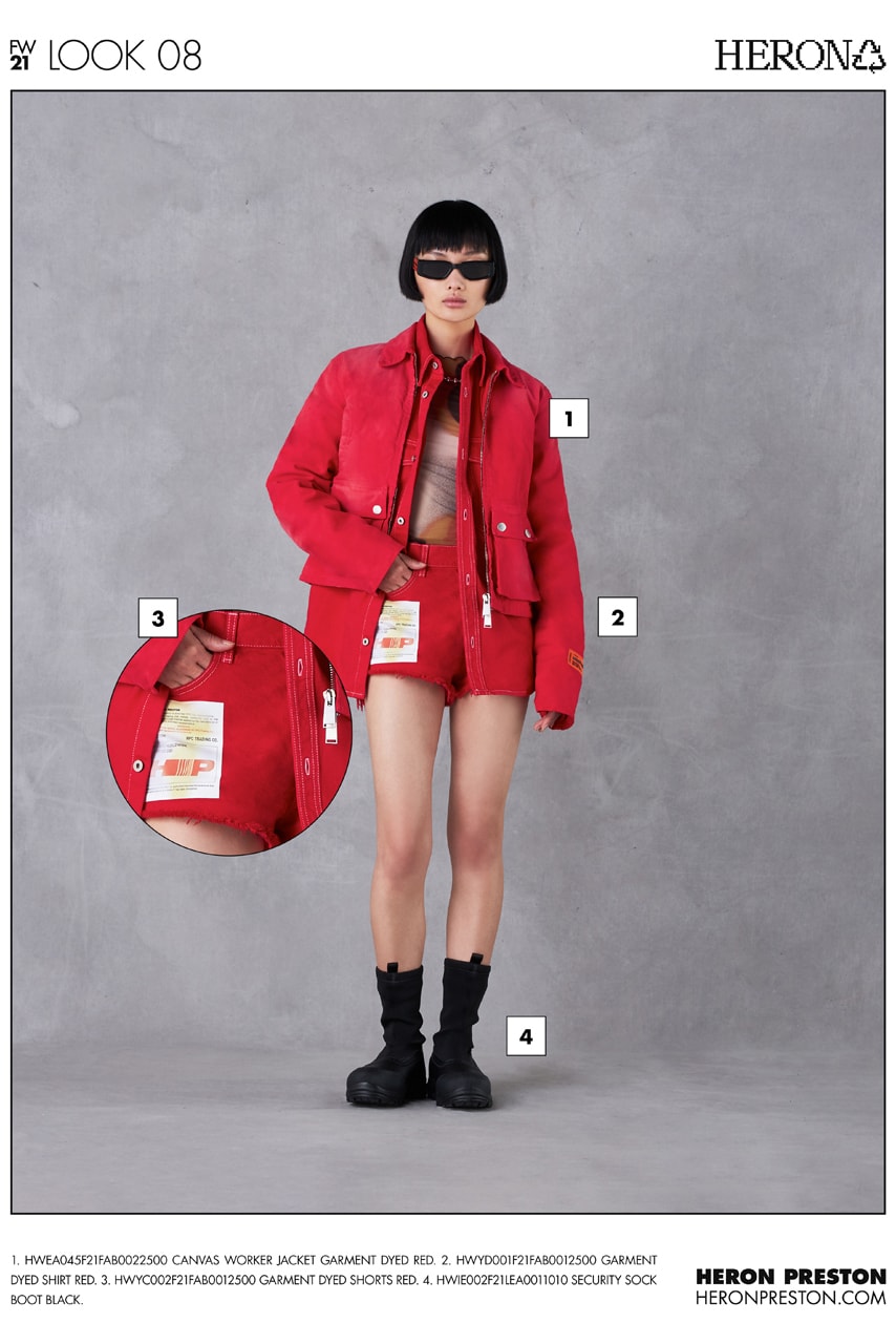 heron preston fall winter 2021 fw21 collection lookbook all-red jacket shorts