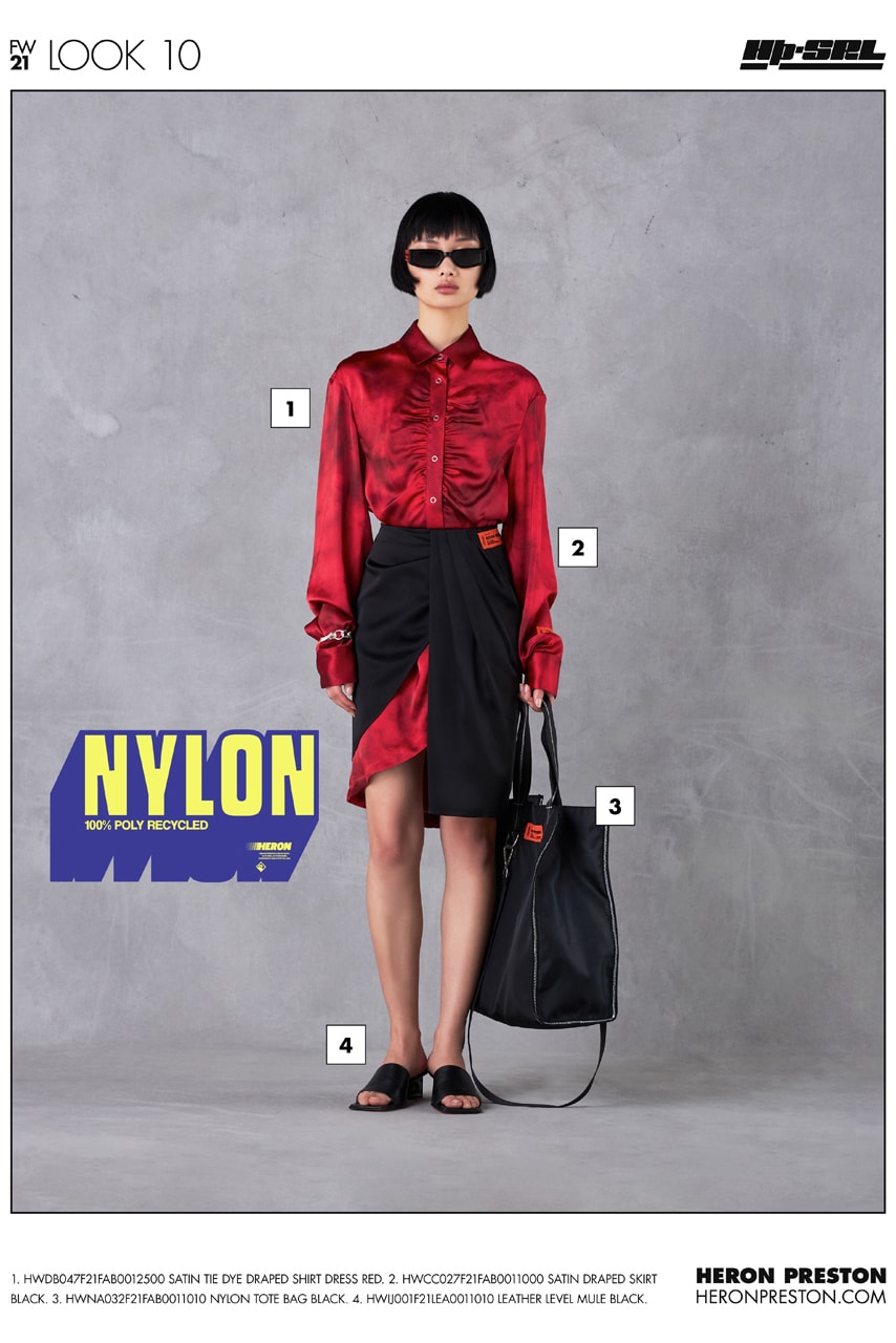 heron preston fall winter 2021 fw21 collection lookbook ruffled shirt skirt