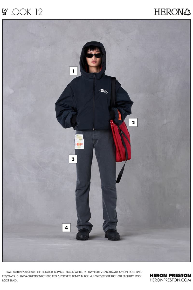 heron preston fall winter 2021 fw21 collection lookbook hooded jacket jeans