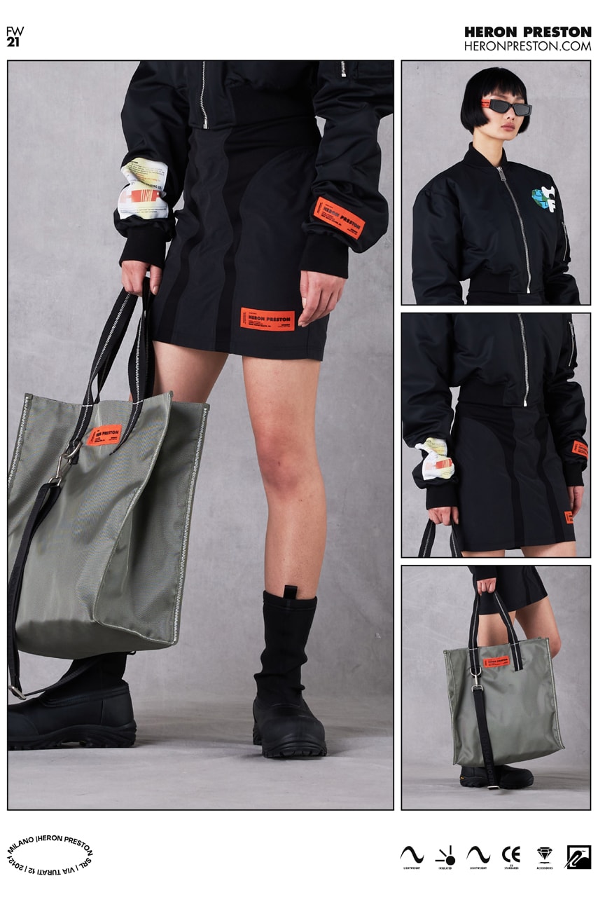 heron preston fall winter 2021 fw21 collection lookbook skirt tote shopper bag