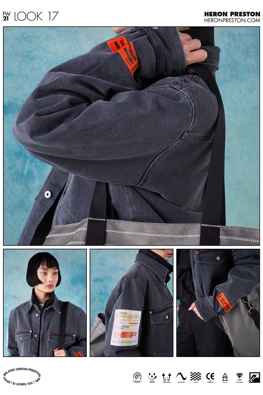 heron preston fall winter 2021 fw21 collection lookbook denim jacket logo