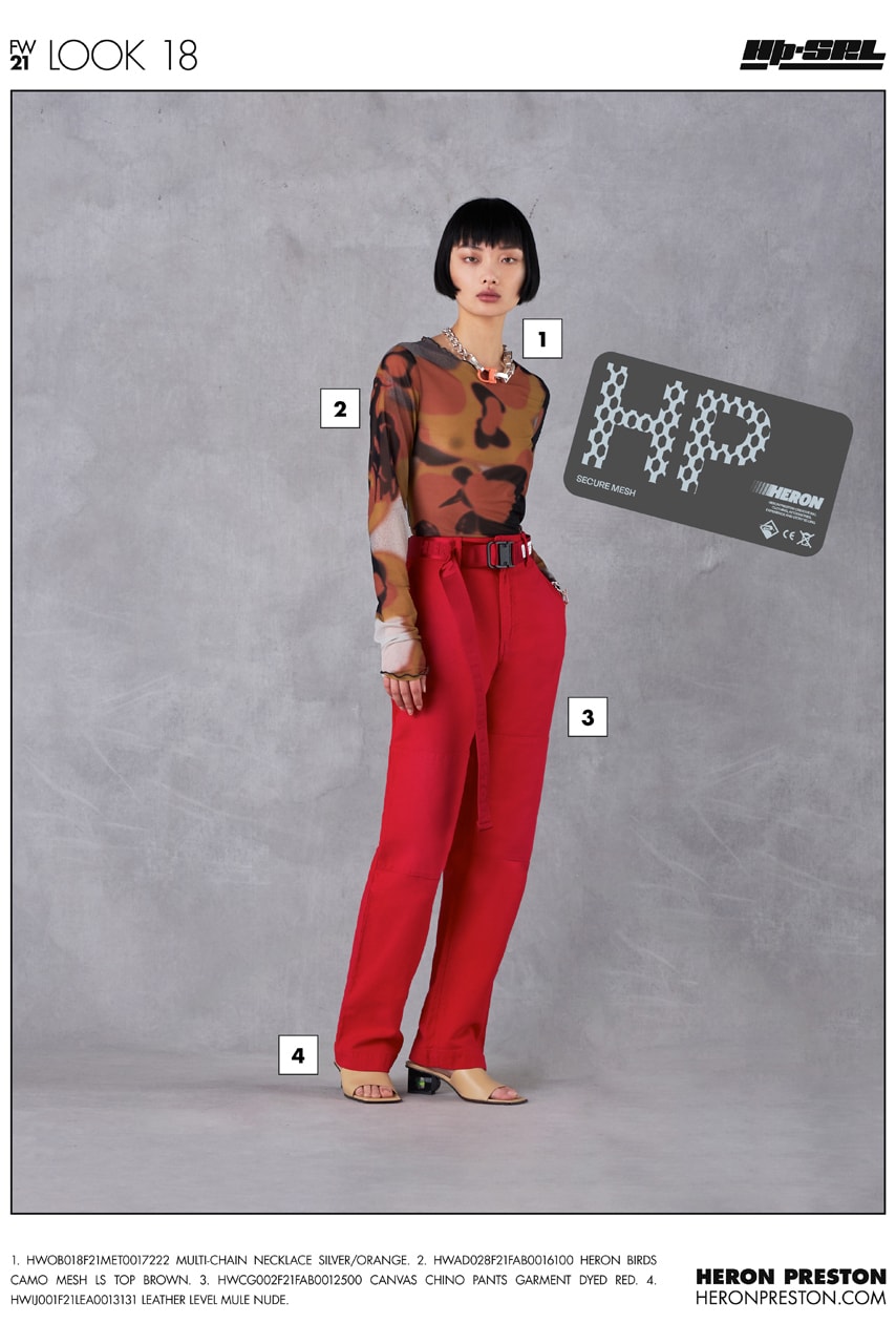 heron preston fall winter 2021 fw21 collection lookbook sheer tee red trousers