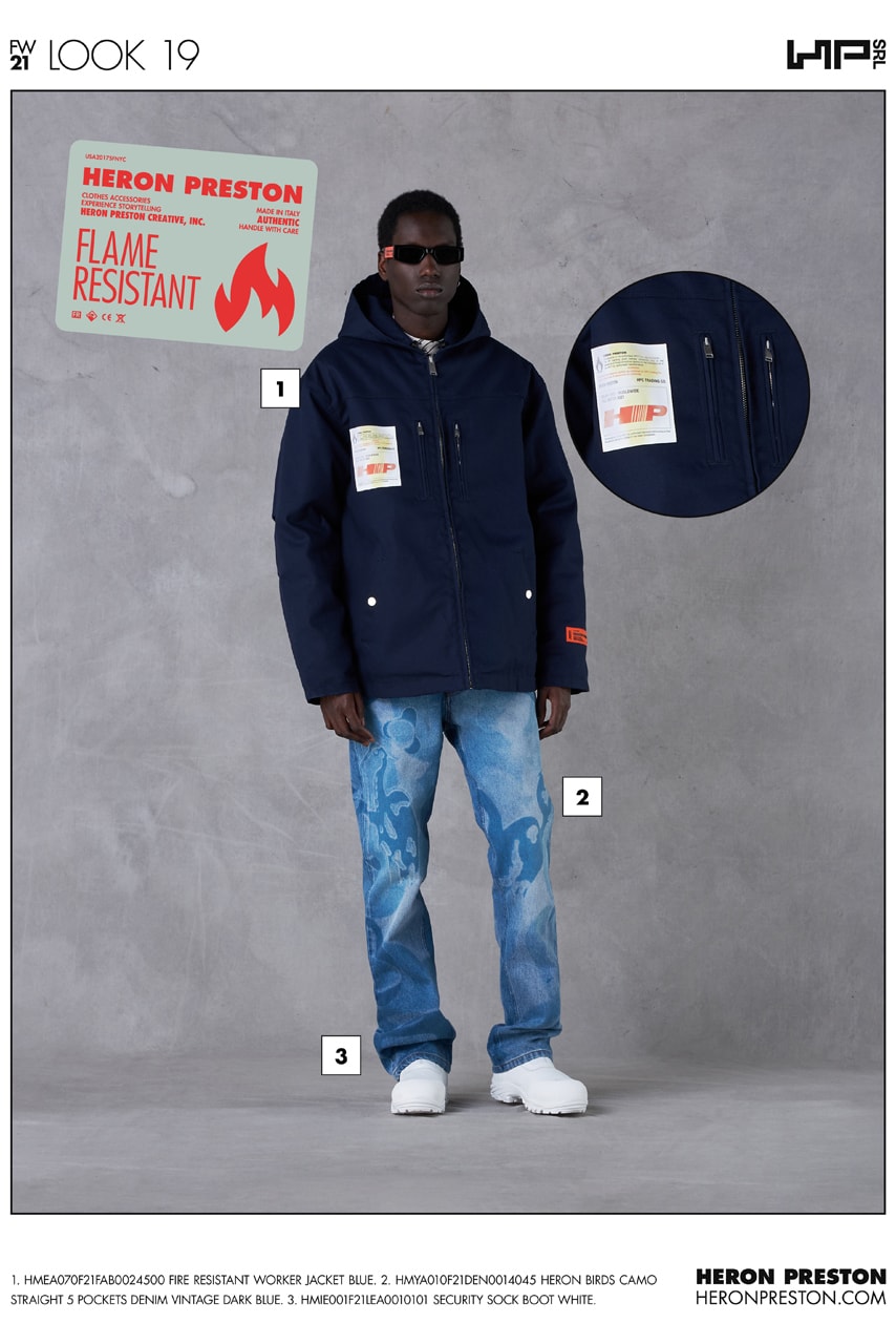 heron preston fall winter 2021 fw21 collection lookbook outerwear jumper jacket jeans