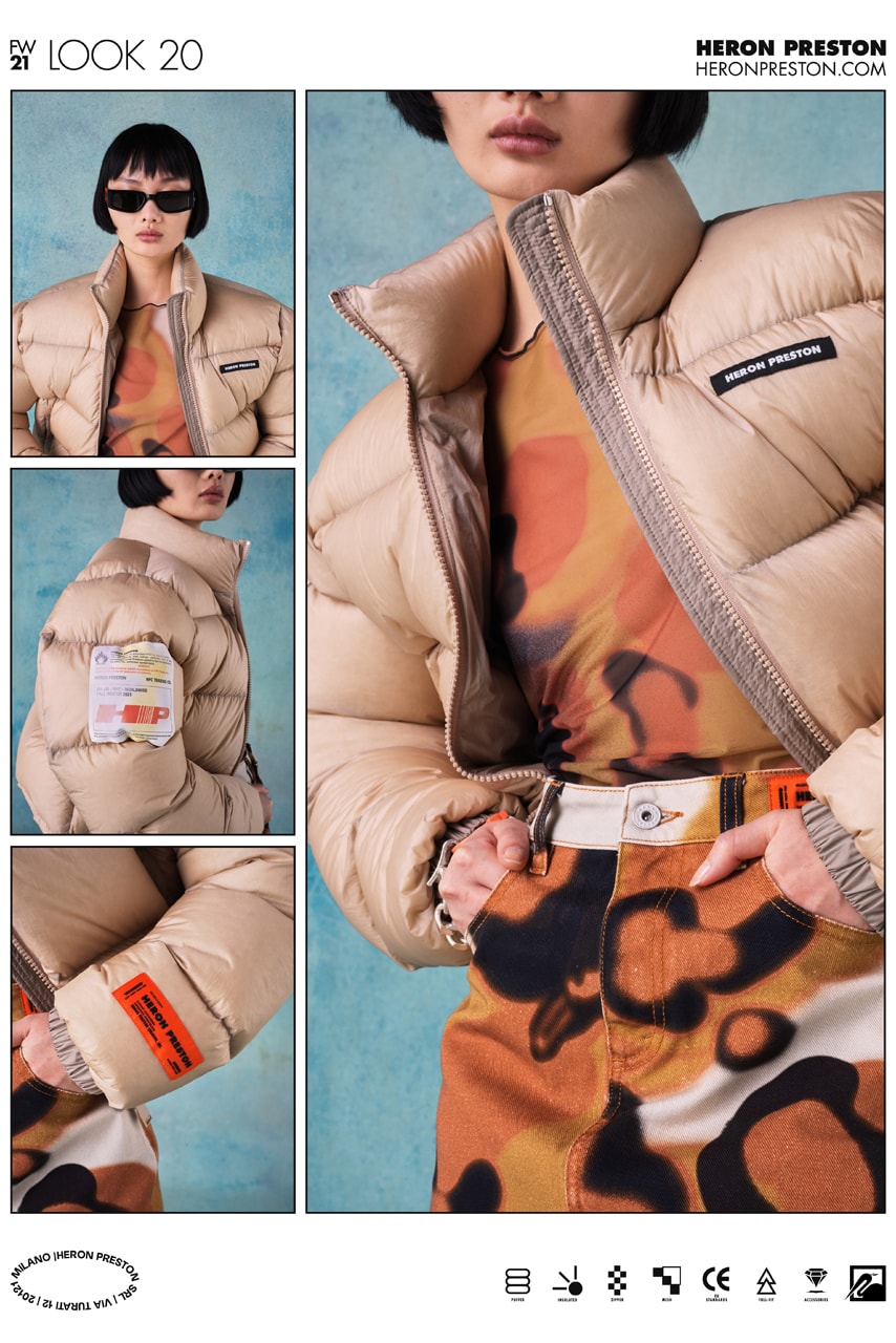 heron preston fall winter 2021 fw21 collection lookbook puffer jacket pattern print