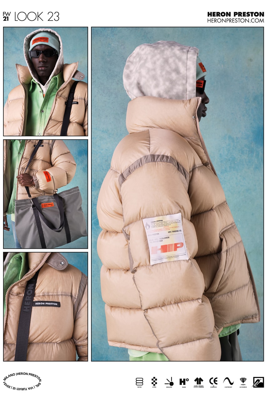 heron preston fall winter 2021 fw21 collection lookbook puffer hoodie logo