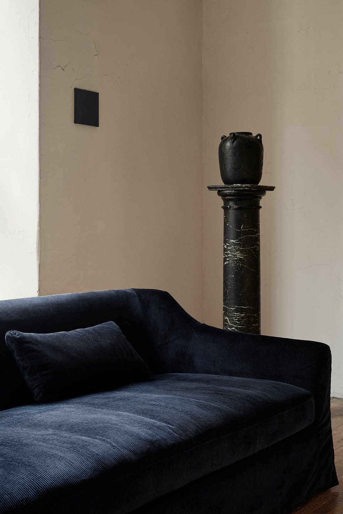 ikea sofa couch corduroy cover apartment therapy bemz maxwell ryan collaboration navy blue