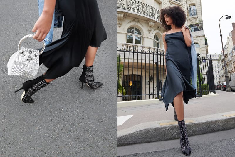 jimmy choo spring collection campaign sharon alexie black beren 85 boots heels dress bon bon bucket bag crystal silver white