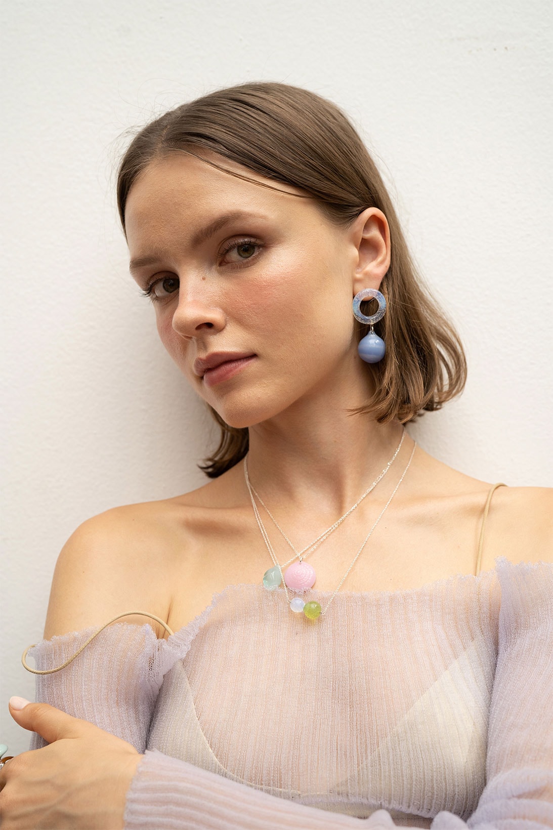 keane brooklyn glass jewelry brand earrings accessories necklace white top