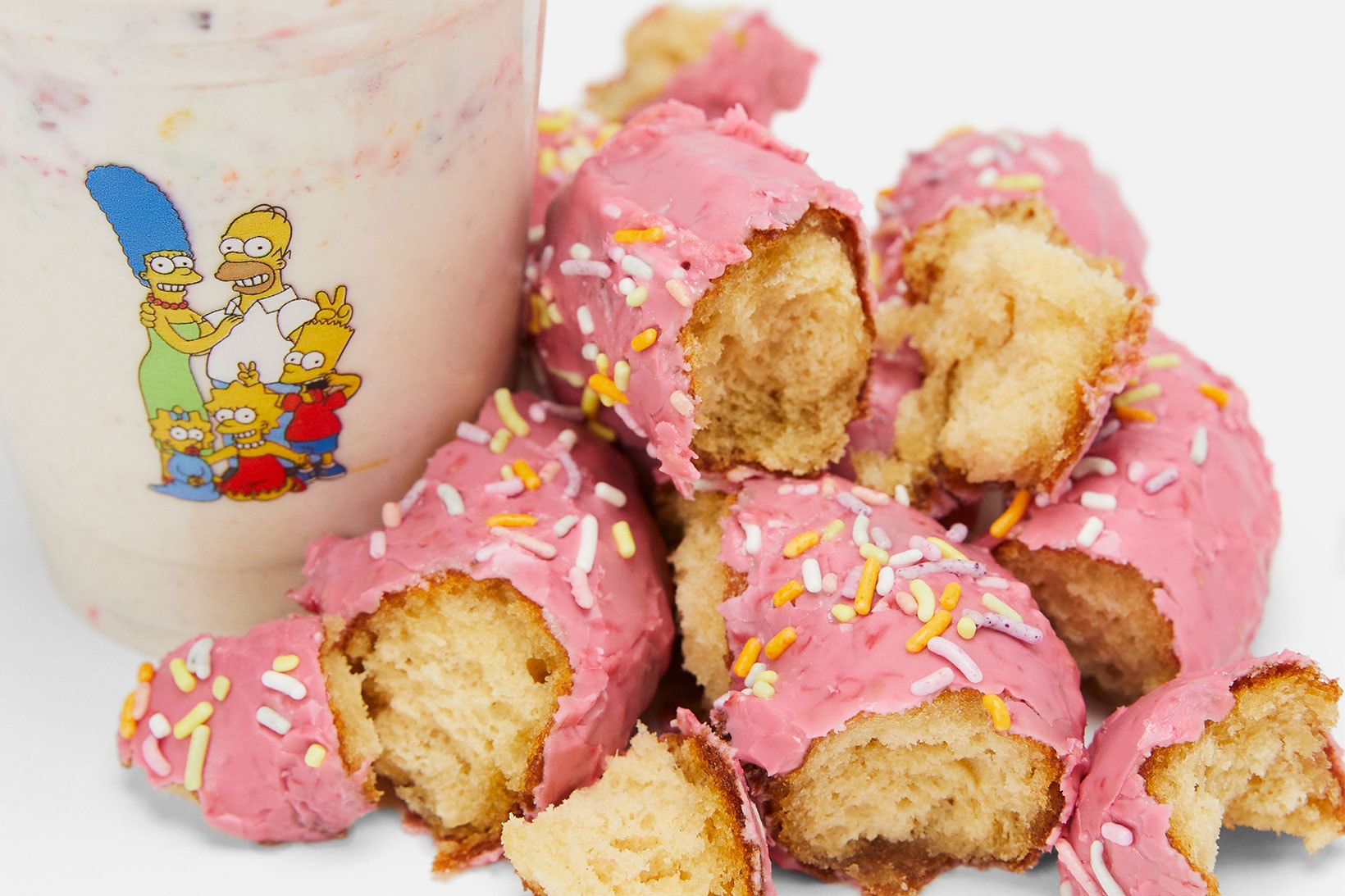 the simpsons kith collaboration pink donuts treats sweets dessert snacks smoothie ice cream