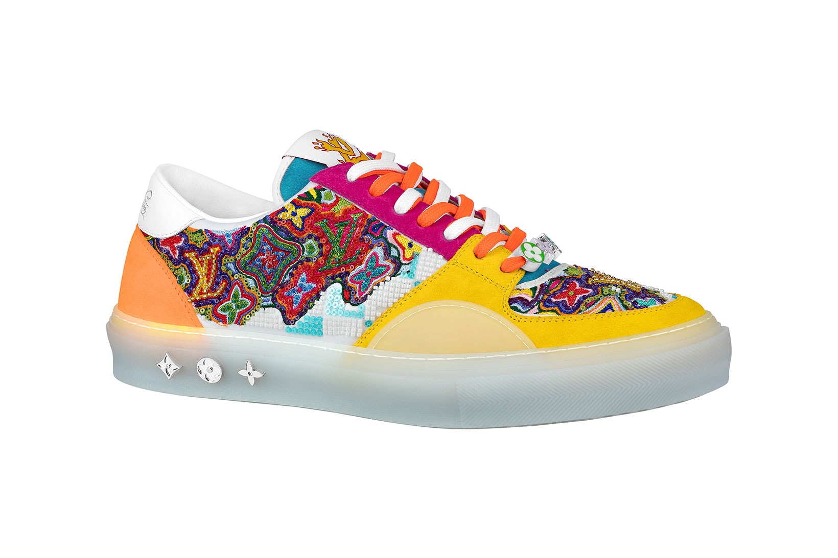 louis vuitton lv mens zoooom with friends spring summer 2021 ss21 collection virgil abloh accessories ollie sneaker colorful embroidery