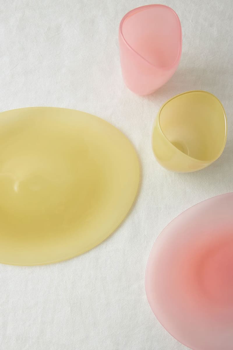 luxury designer home accessories decor tableware helle mardahl bon bon glass plates yellow pink