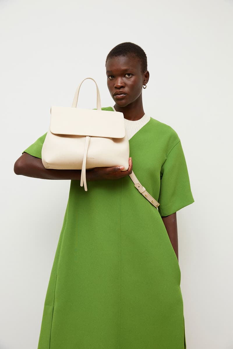 mansur gavriel soft lady handbag calfskin leather white ivory cream green dress