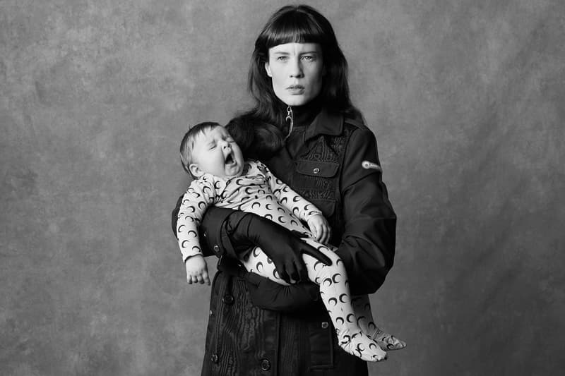 marine serre spring summer amor fati collection campaign baby moon crest pattern outerwear jacket