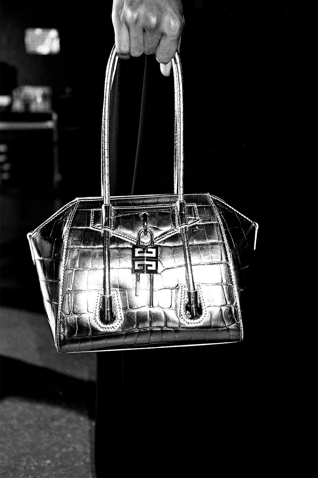 givenchy matthew williams unisex antigona handbags accessories silver metallic leather