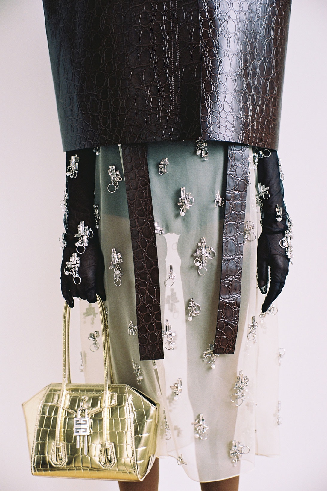 givenchy matthew williams unisex antigona handbags accessories metallic gold leather dress