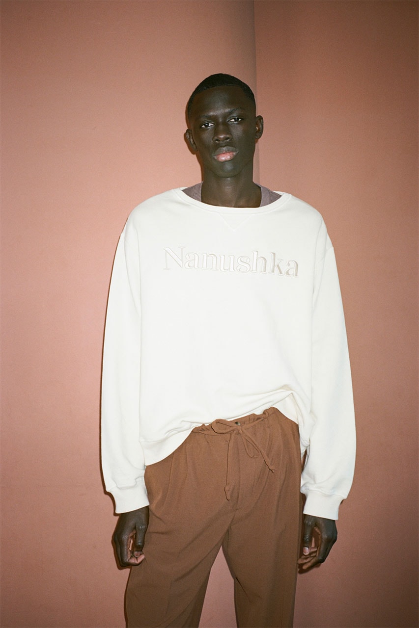 nanushka pre-fall 2021 collection lookbook sweater white sweatshirt