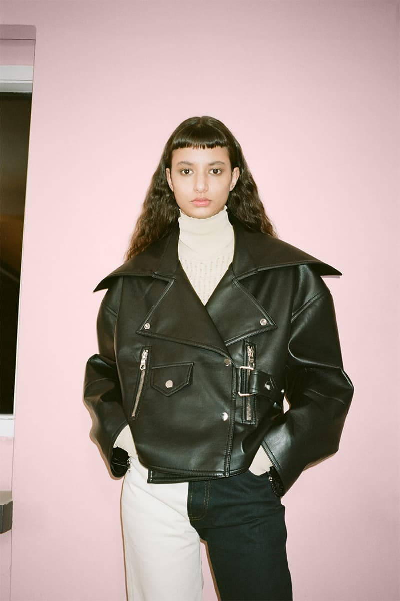 nanushka pre-fall 2021 collection lookbook leather biker jacket
