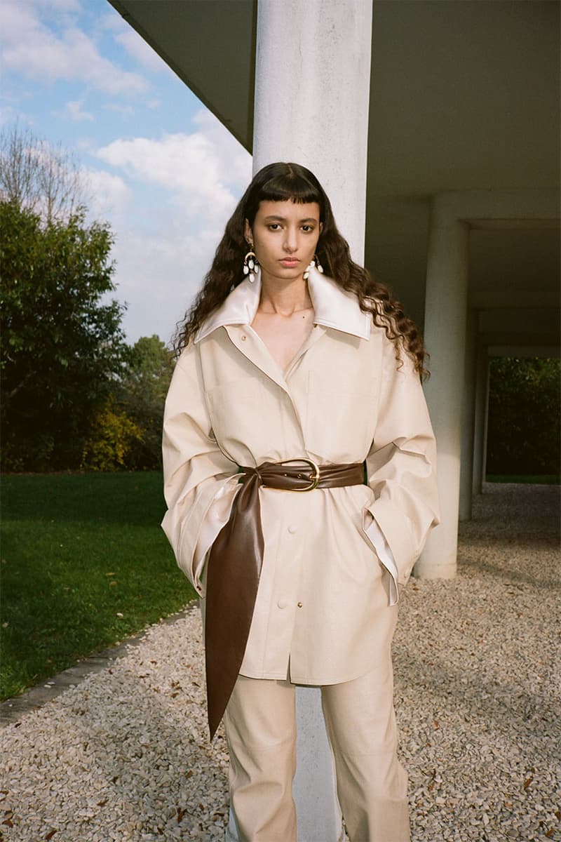 nanushka pre-fall 2021 collection lookbook beige shirt