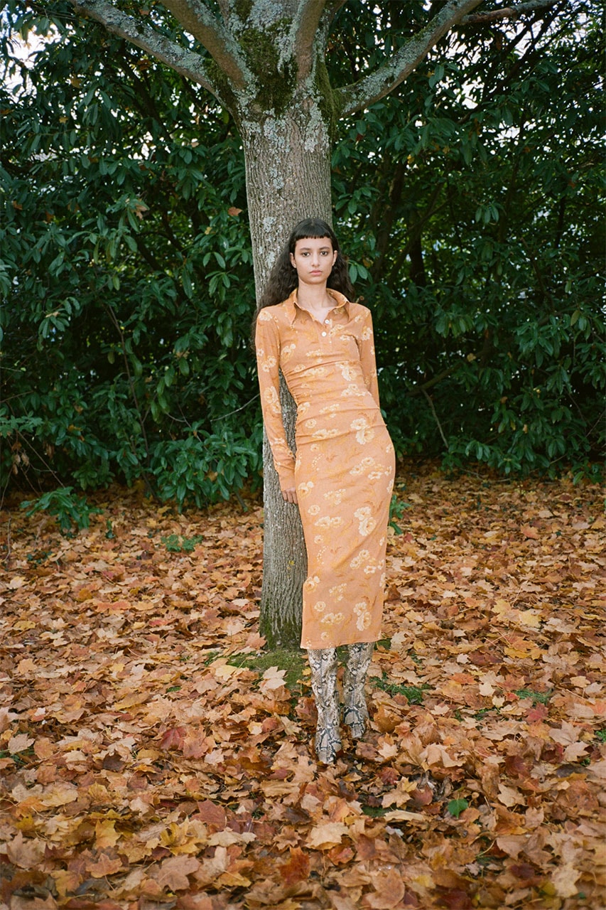 nanushka pre-fall 2021 collection lookbook orange floral dress