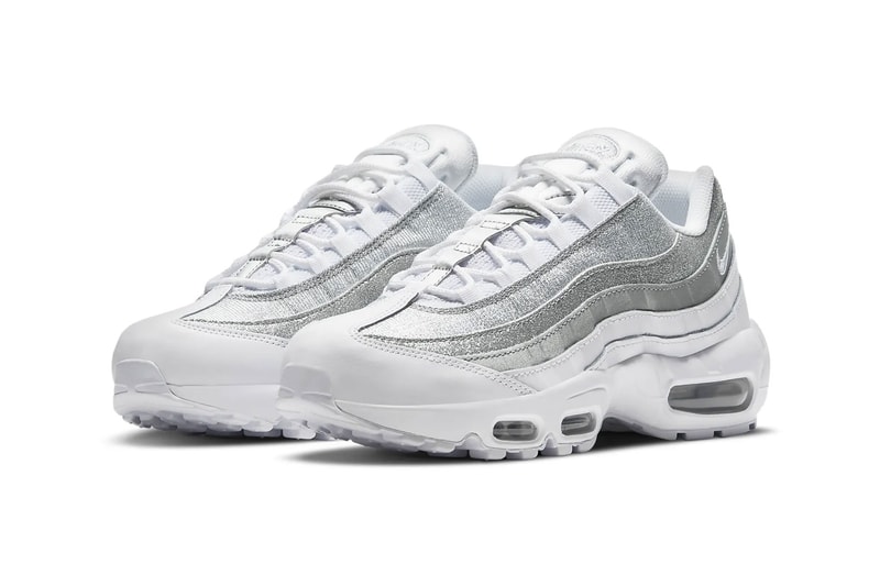 nike air max 95 am95 silver metallic glitter swoosh logo sneakers side view lateral details