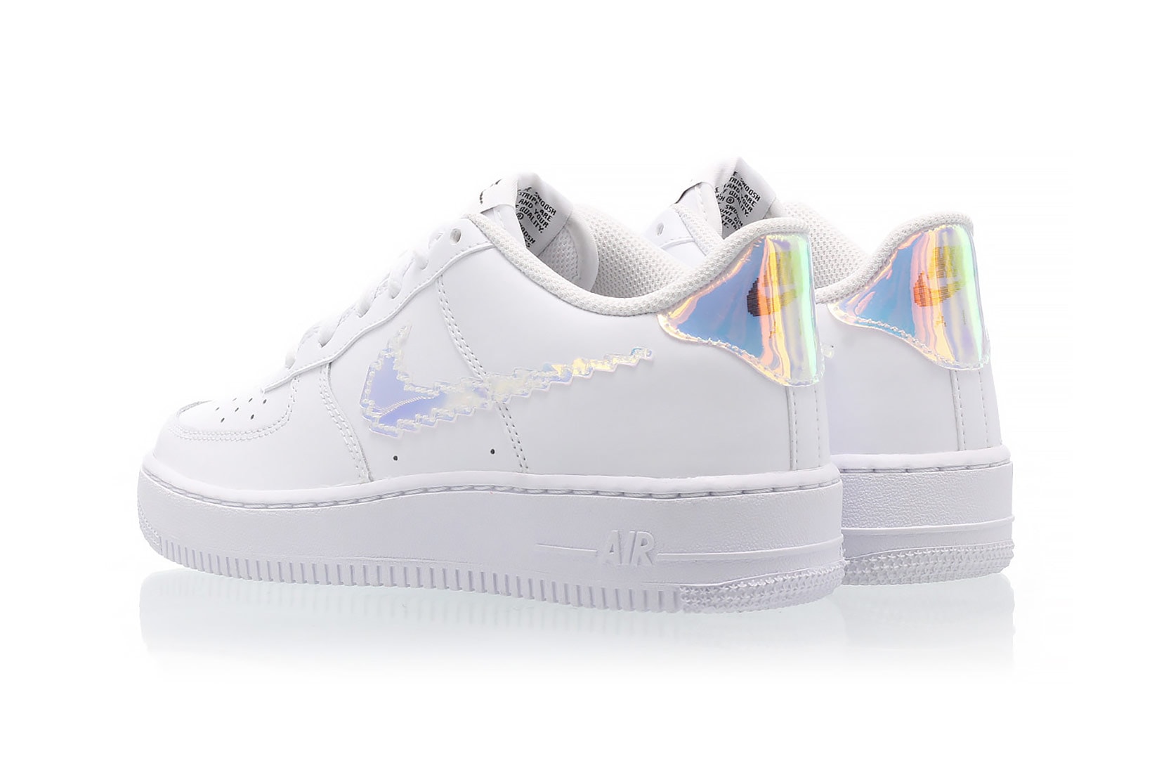 nike air force 1 af1 lv8 sneakers digital iridescent swoosh white colorway footwear shoes heel