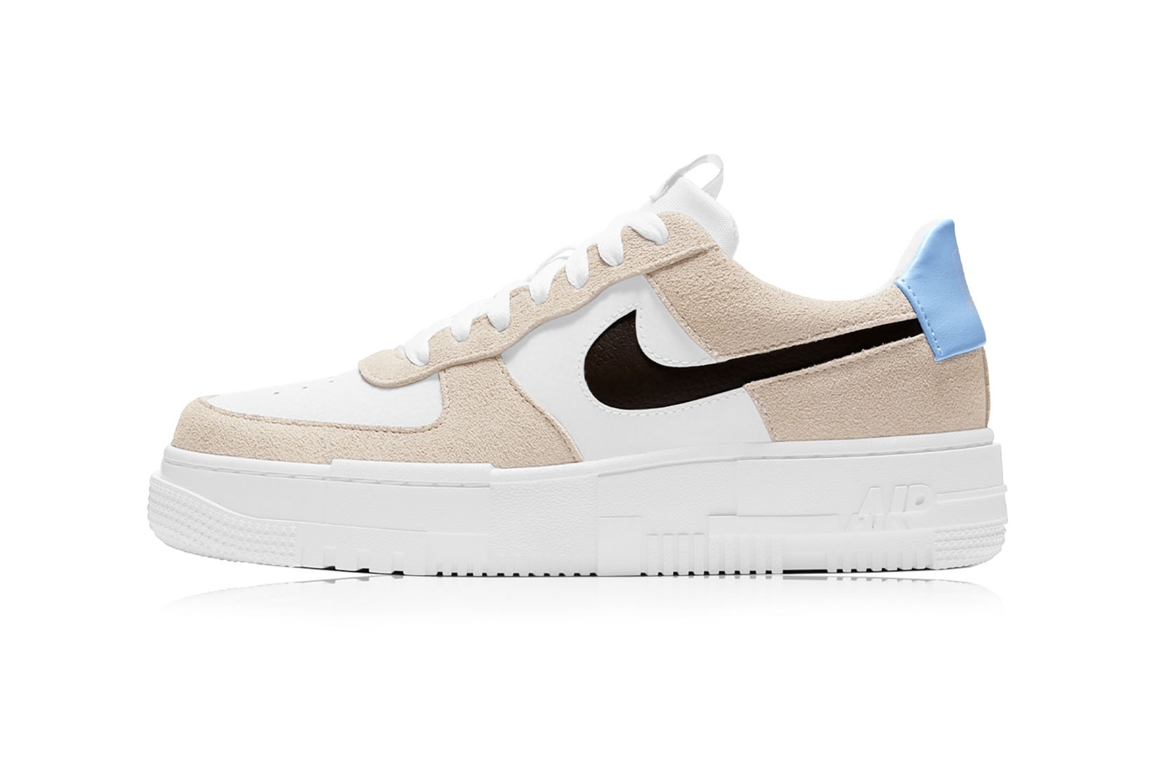 nike air force 1 pixel womens sneakers desert sand beige white blue black colorway sneakerhead footwear shoes