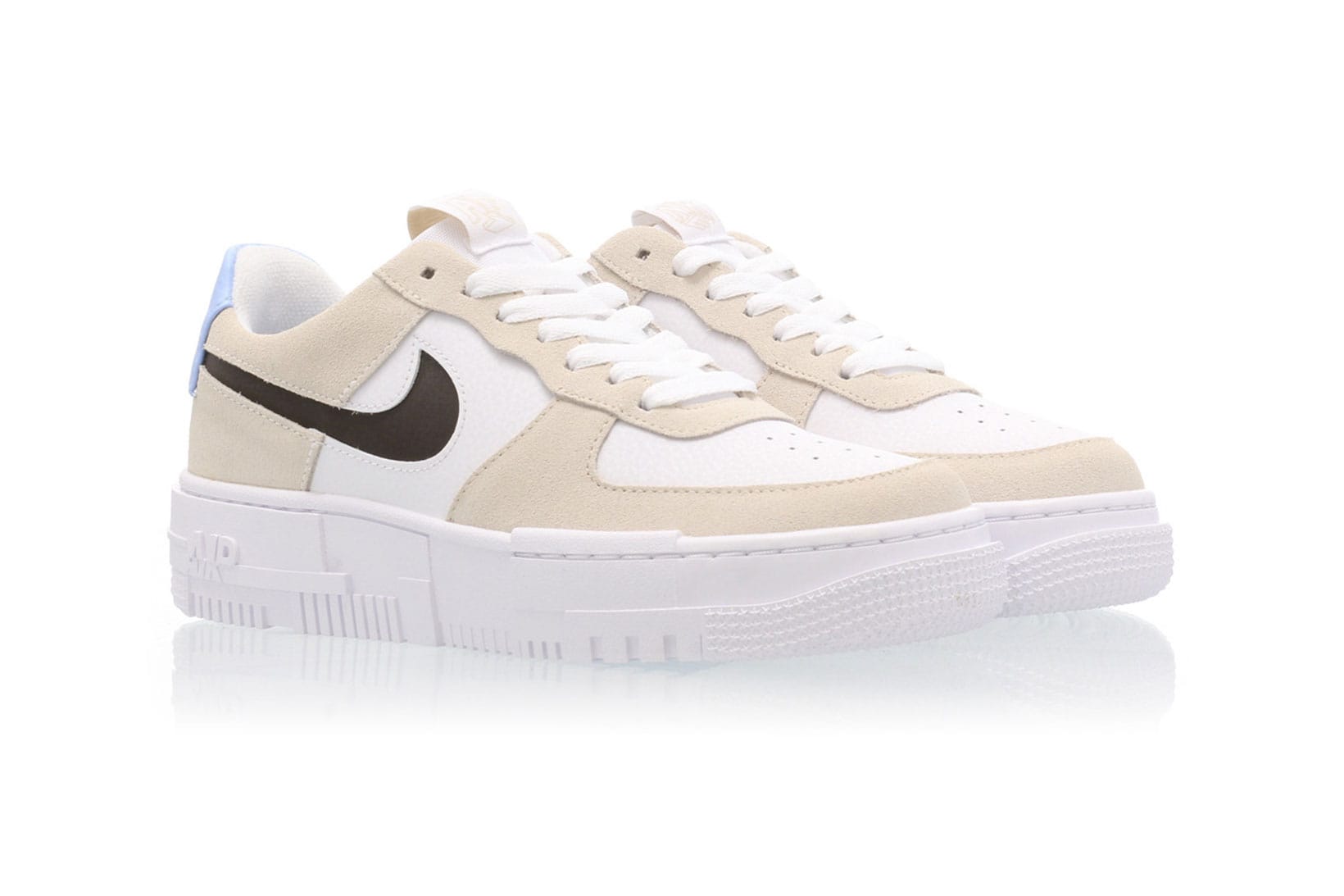 black and beige air force ones