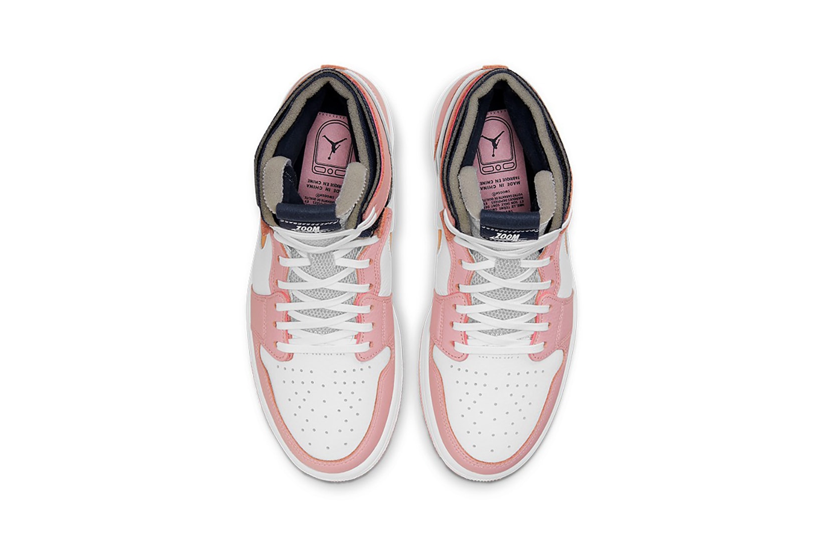 nike air jordan 1 high zoom cmft sneakers pink glaze black orange white colorway shoes footwear sneakerhead insole