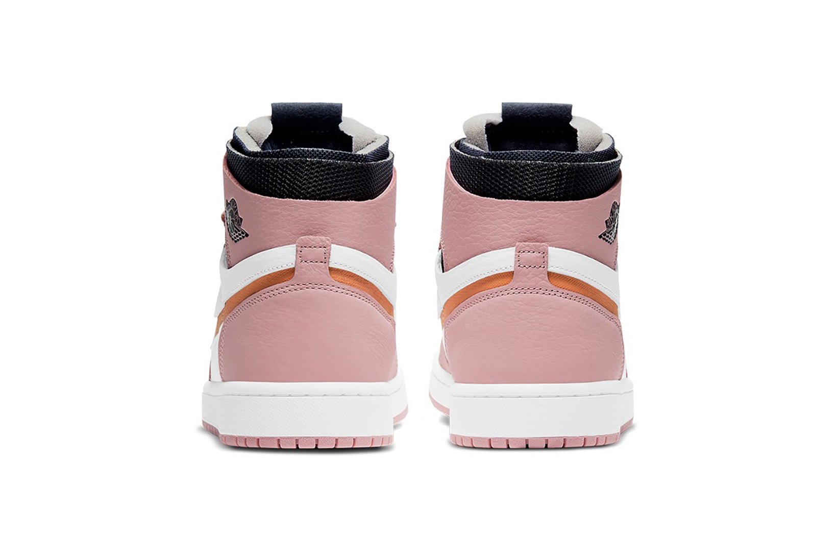 nike air jordan 1 high zoom cmft sneakers pink glaze black orange white colorway shoes footwear sneakerhead heel