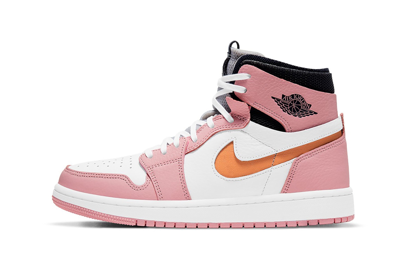 nike air jordan 1 high zoom cmft sneakers pink glaze black orange white colorway shoes footwear sneakerhead lateral laces
