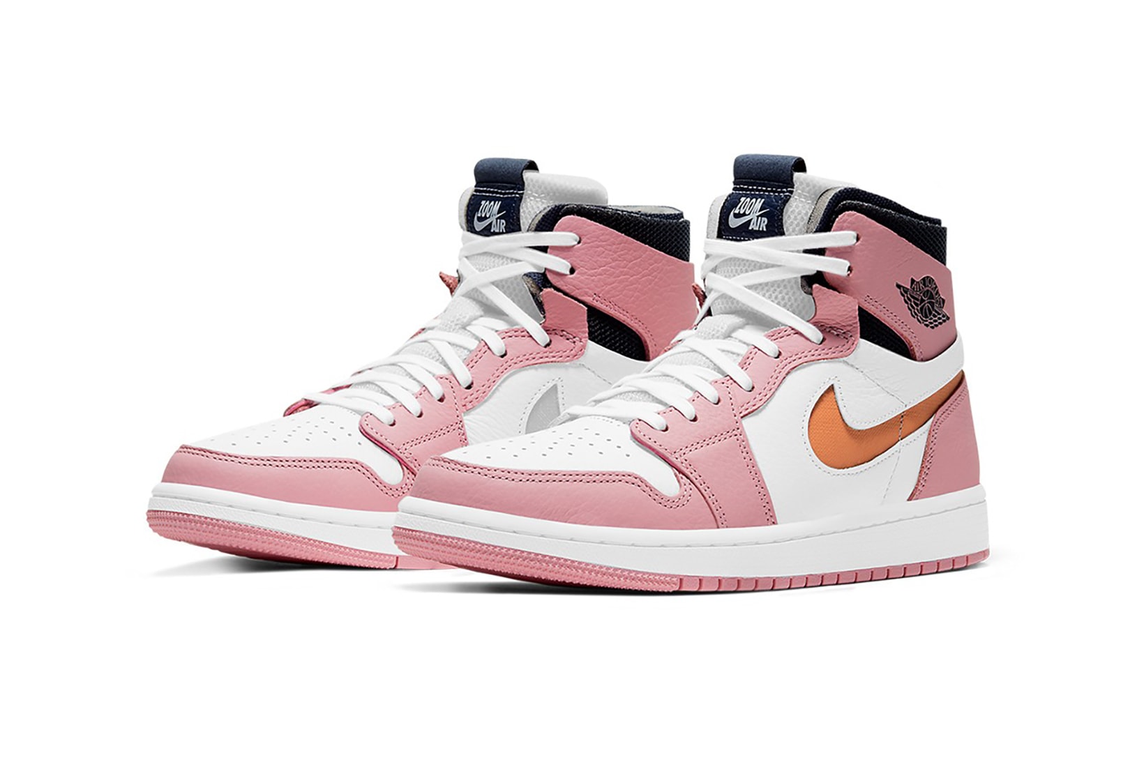nike air jordan 1 high zoom cmft sneakers pink glaze black orange white colorway shoes footwear sneakerhead laces