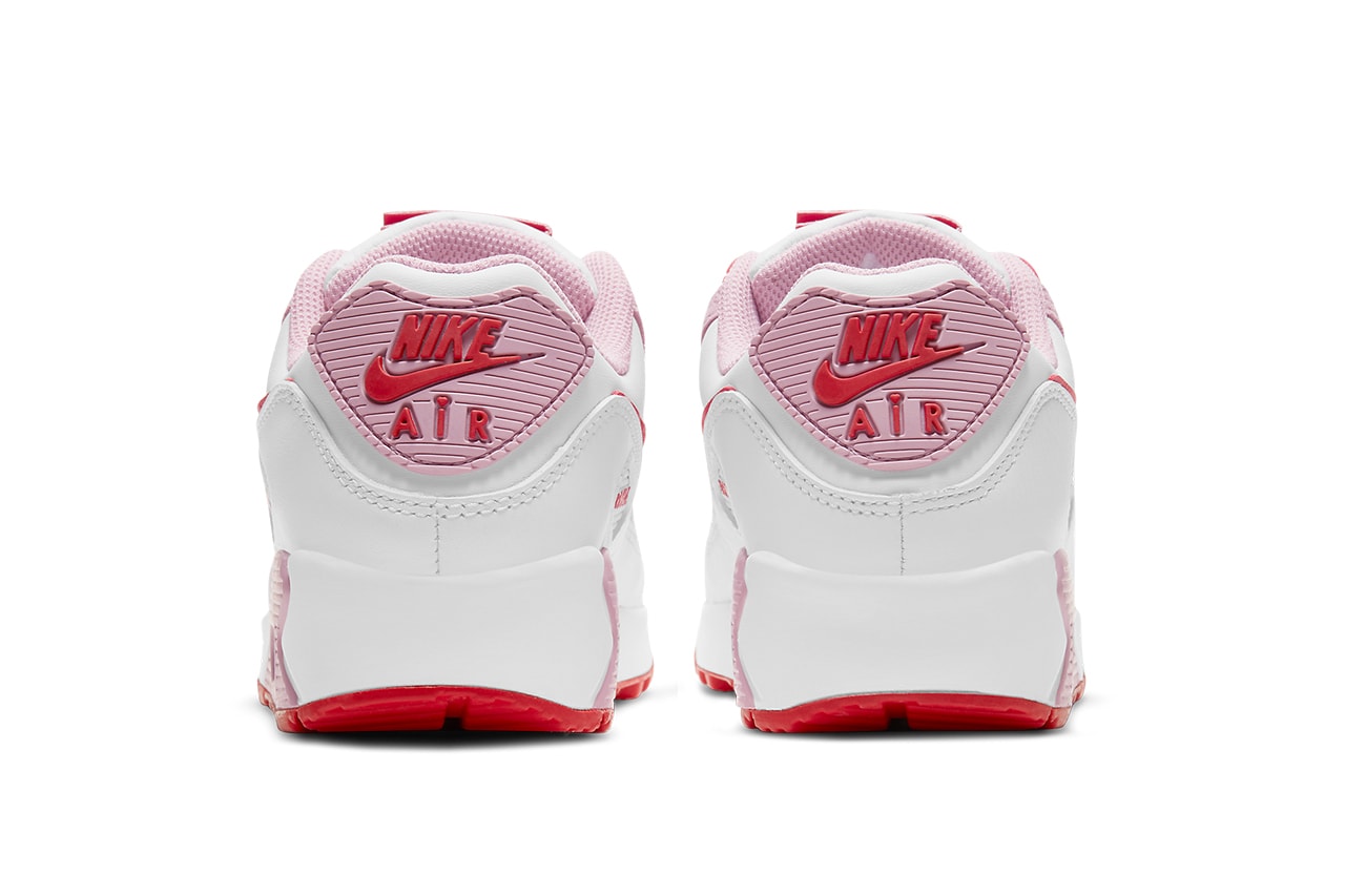 nike air max 90 am90 valentines day sneakers pink red heel back tab logo