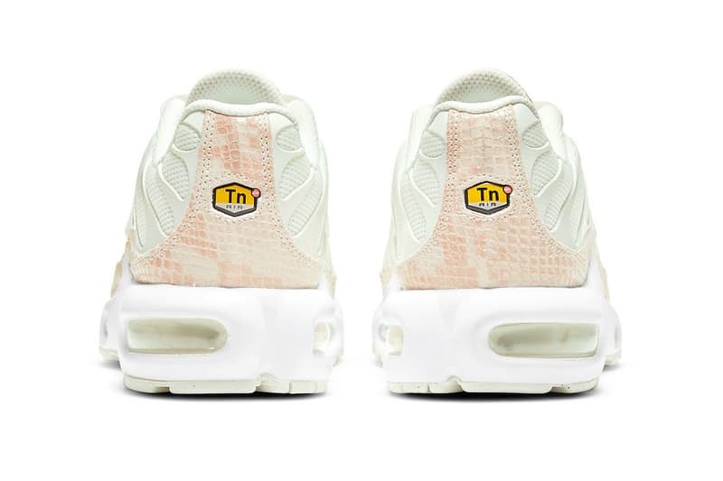 nike air max plus sneakers pink snakeskin print white colorway sneakerhead footwear shoes heel