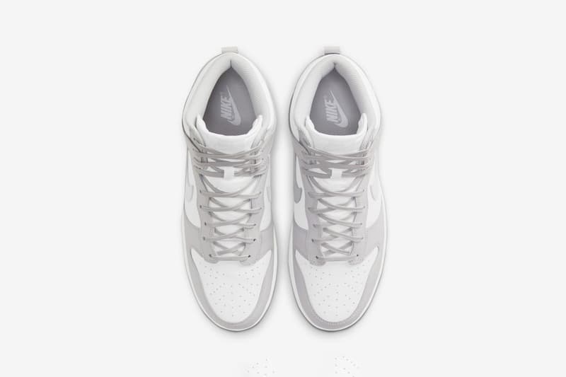 nike dunk high sneakers vast grey white colorway sneakerhead footwear shoes