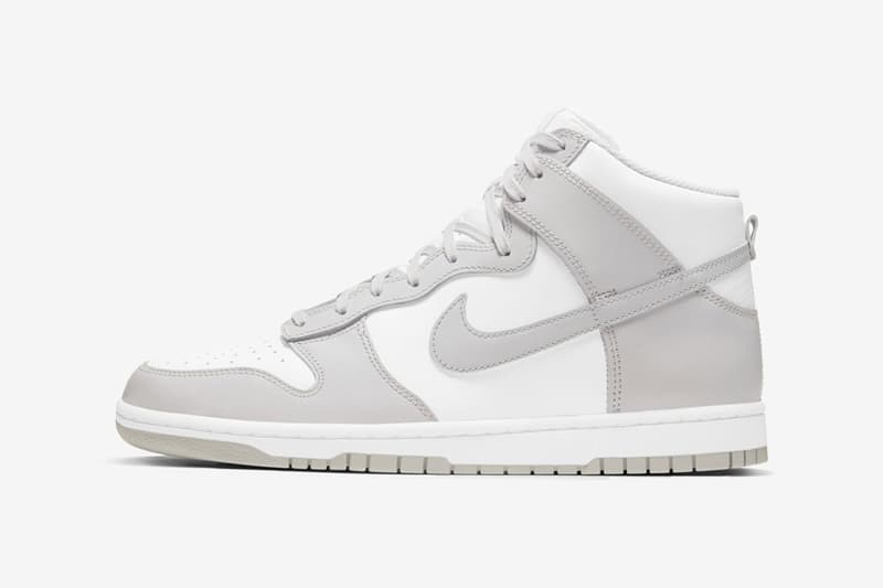 nike dunk high sneakers vast grey white colorway sneakerhead footwear shoes
