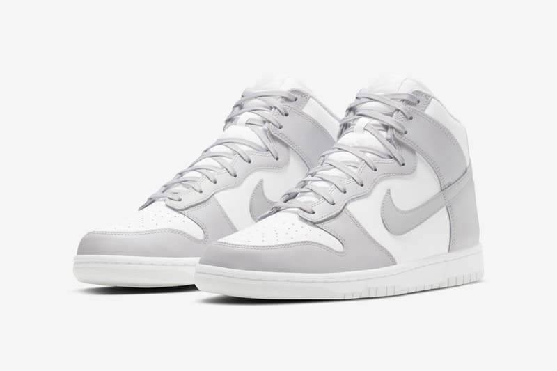 nike dunk high sneakers vast grey white colorway sneakerhead footwear shoes