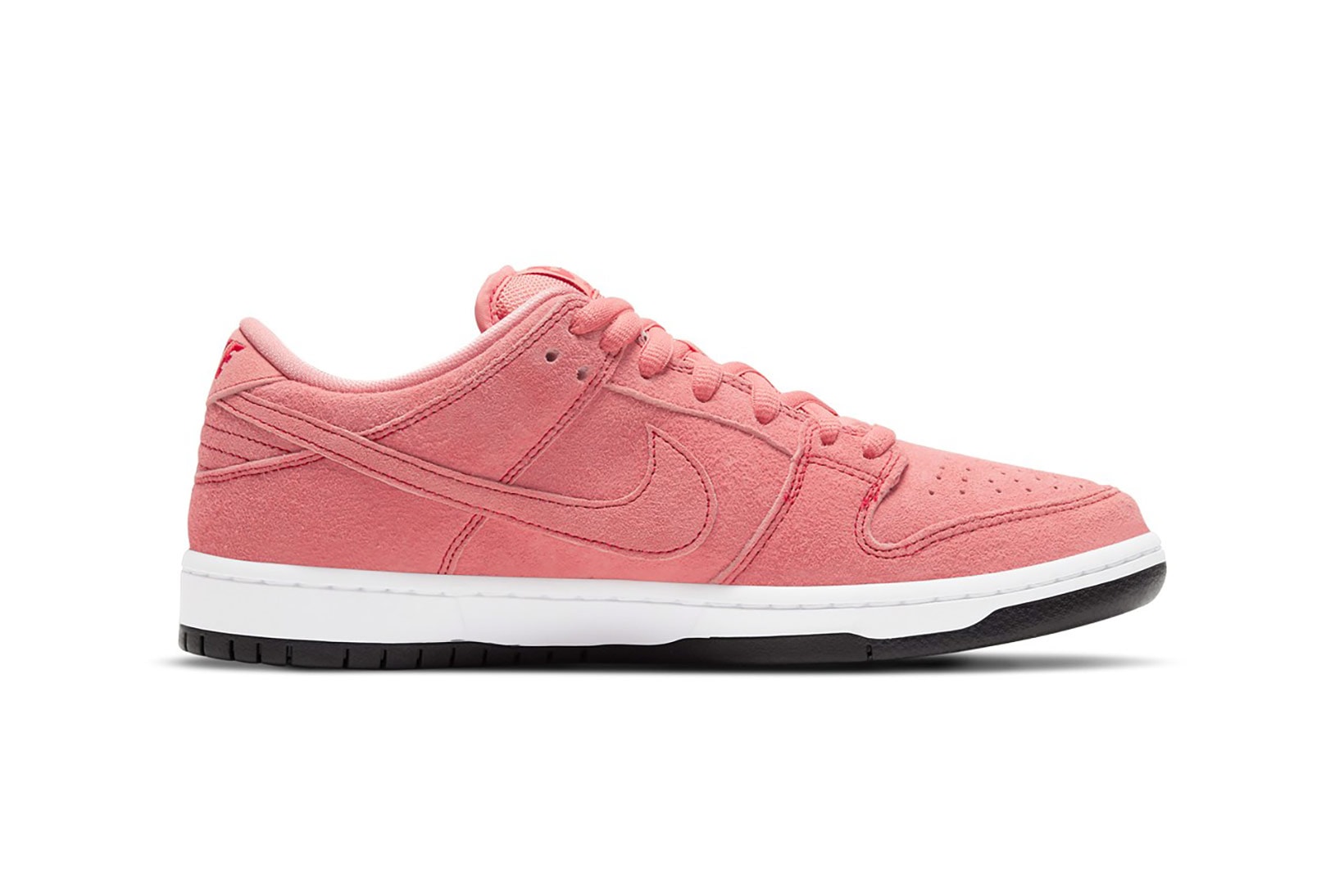 nike sb dunk low sneakers pink pig white black colorway sneakerhead footwear kicks shoes lateral