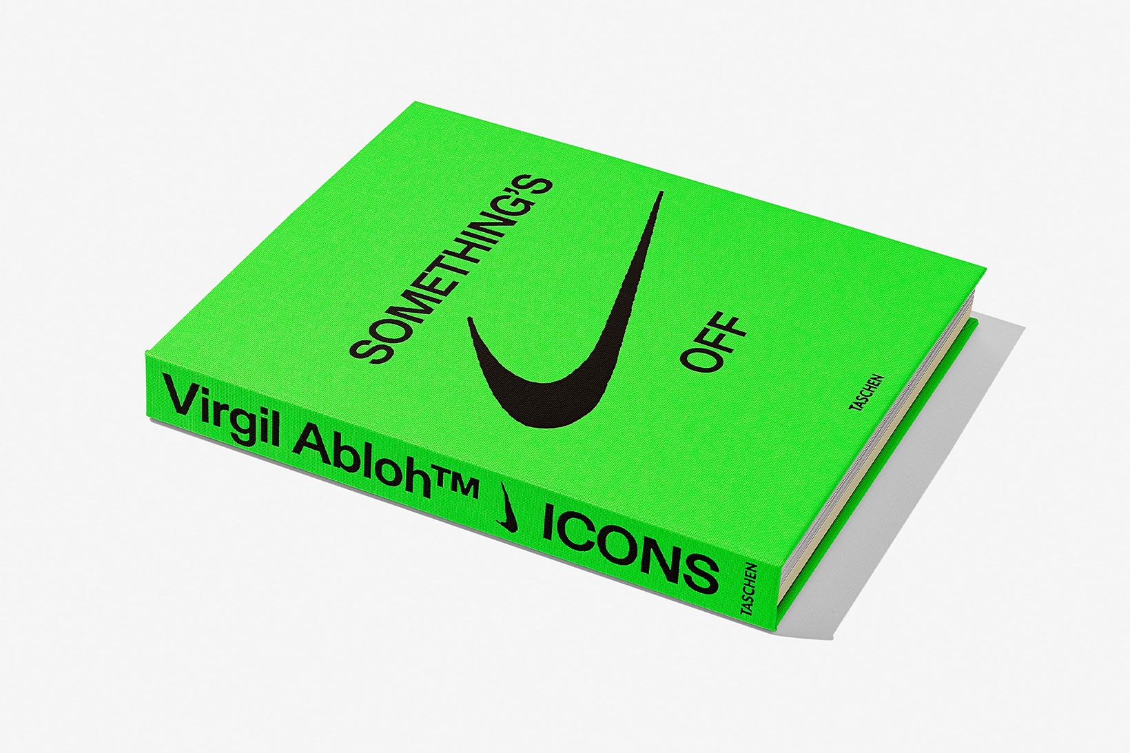 virgil abloh nike icons book retrospective collaboration taschen off-white neon green details something's off
