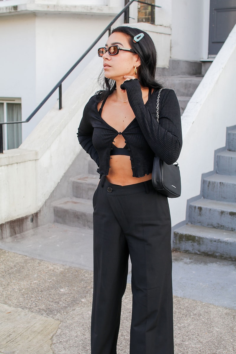 pantee underwear lingerie brand sustainable eco-friendly deadstock tshirts triangle black bra cardigan trousers styling ootd