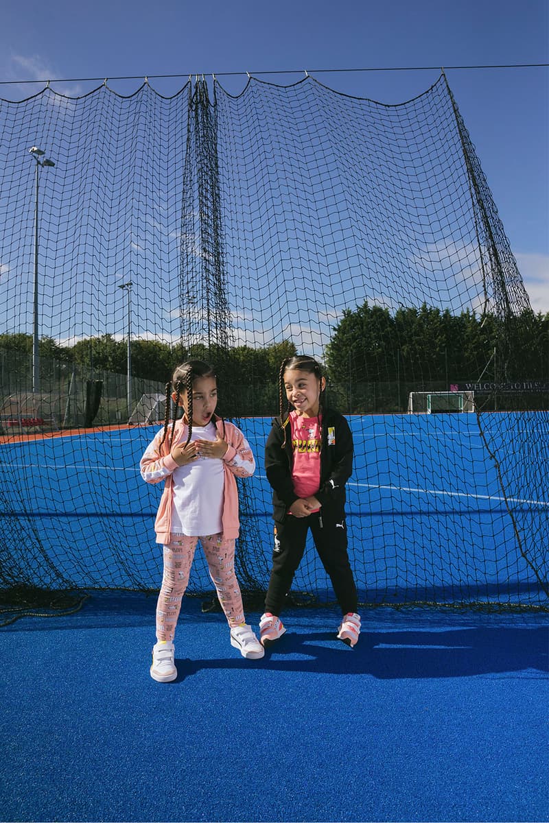 peanuts puma collaboration kids childrens apparel tracksuits pink black snoopy woodstock charlie brown