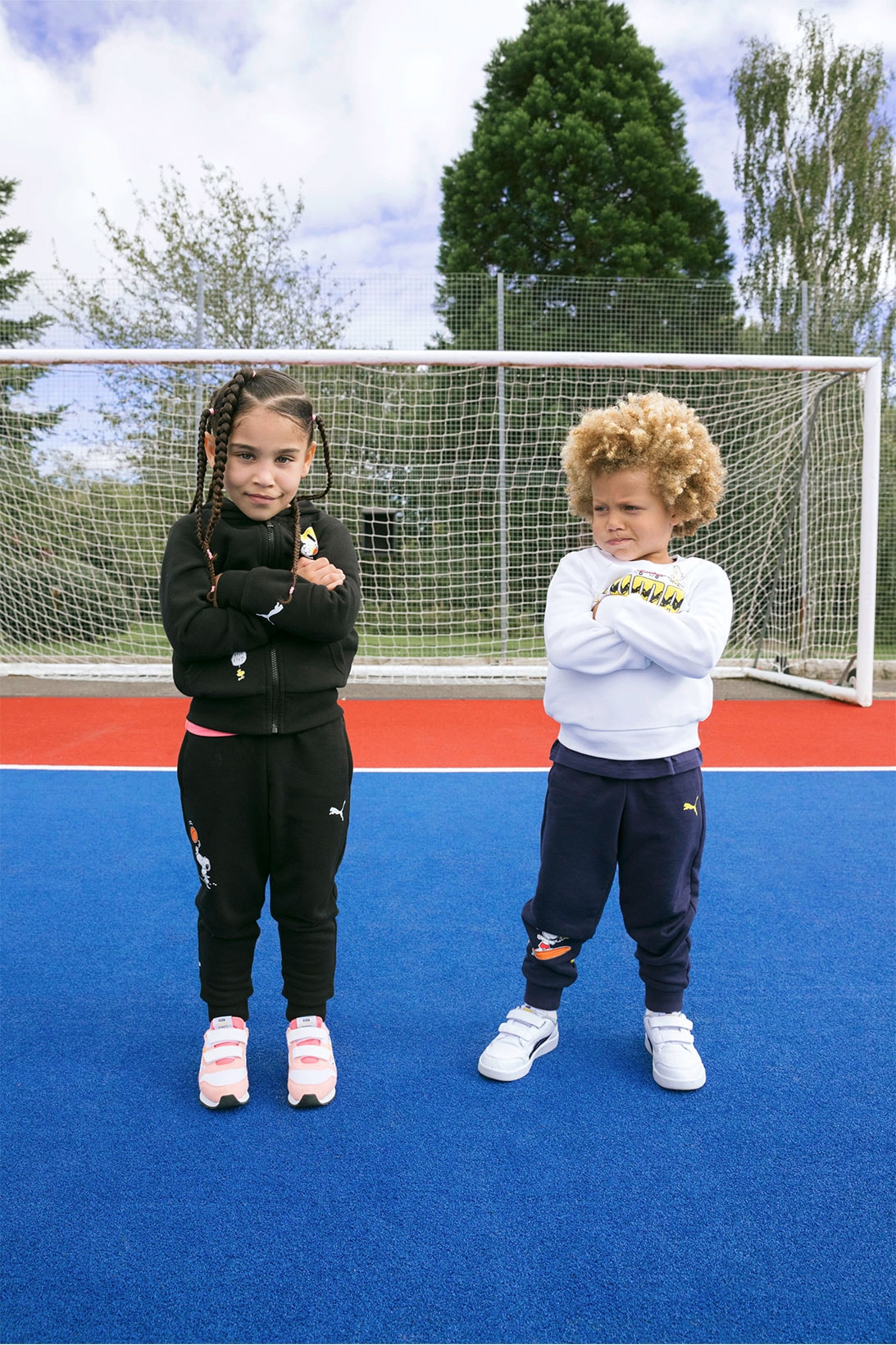 peanuts puma collaboration kids childrens clothing black tracksuits snoopy sports